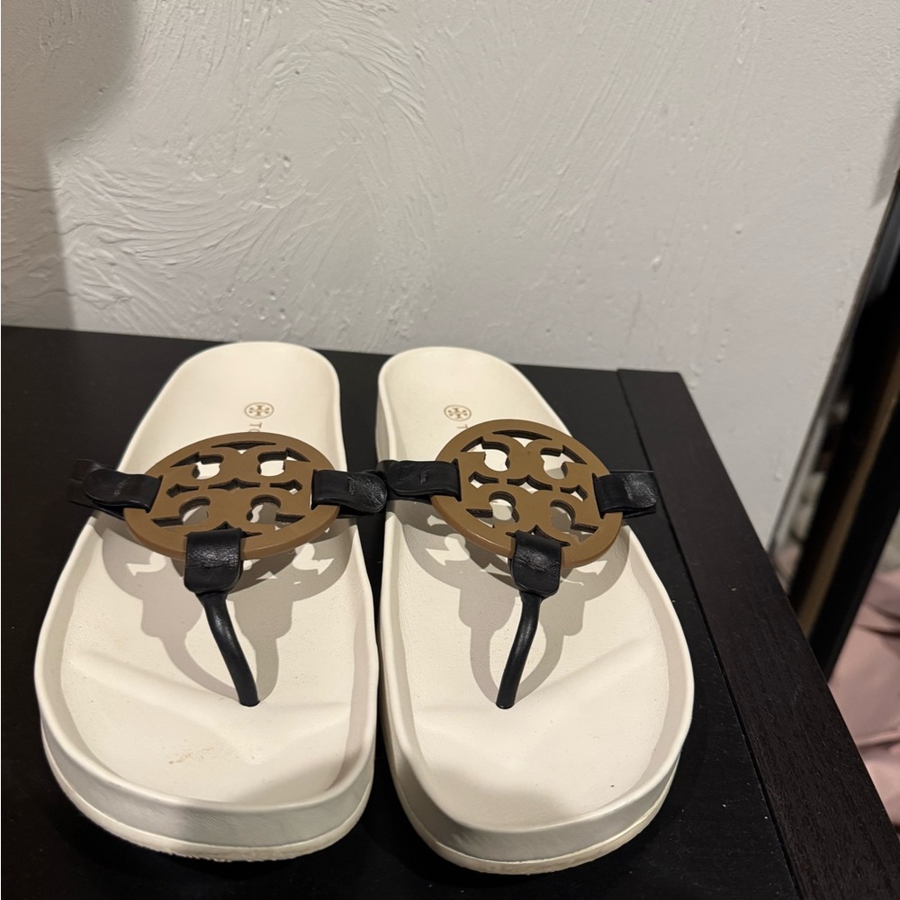 Tory Burch Black and Tan Sandals